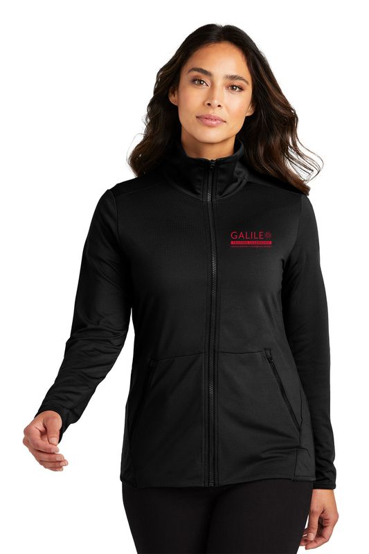 Women's Accord Stretch Fleece Full Zip- Black, Pewter