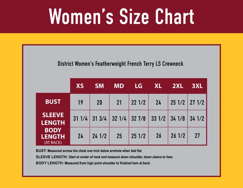 District Women’s Featherweight French Terry Long Sleeve Crewneck- Light Grey, Flint Blue
