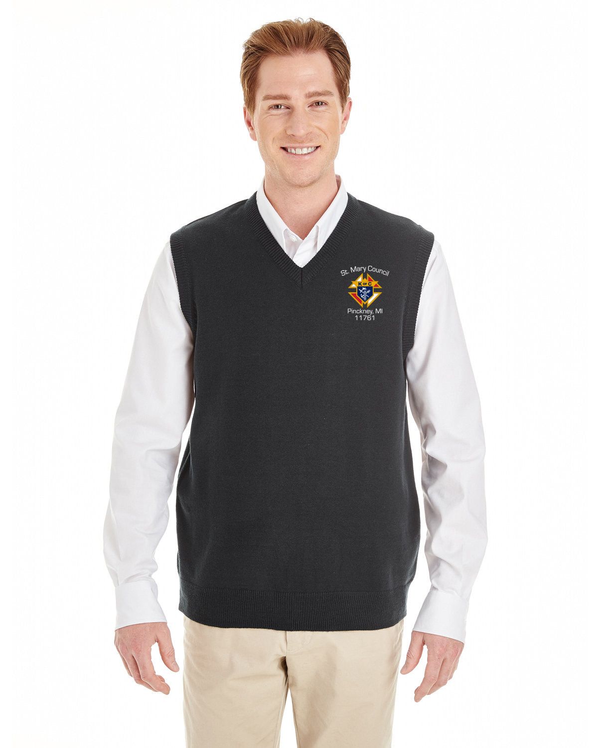 Harriton Men's Pilbloc V-Neck Sweater Vest- Black Harriton Men's Pilbloc V-Neck Sweater Vest- Black