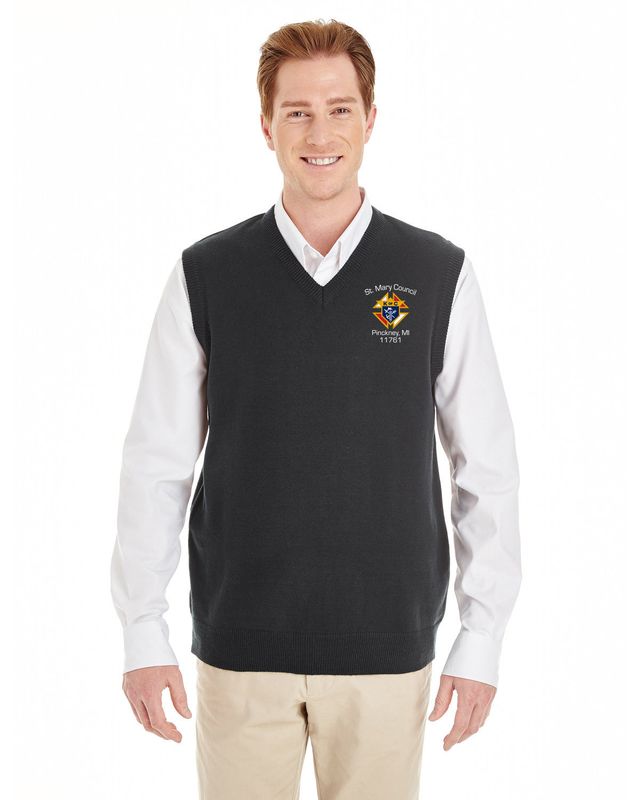 Harriton Men's Pilbloc V-Neck Sweater Vest- Black