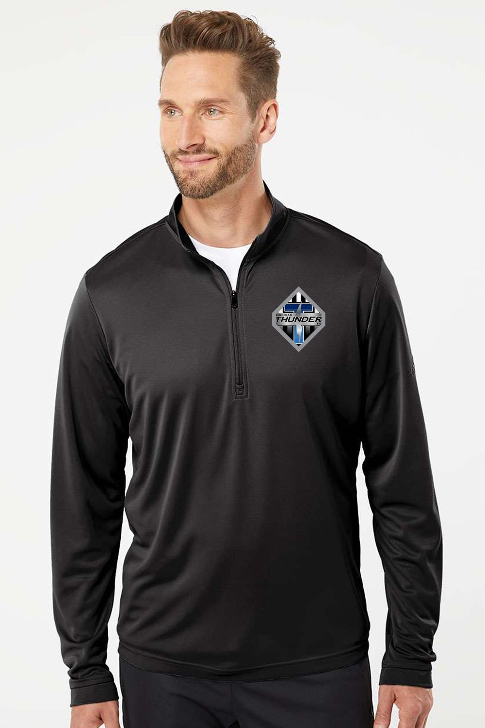 Adidas - Lightweight Quarter-Zip Pullover -Black/ Grey