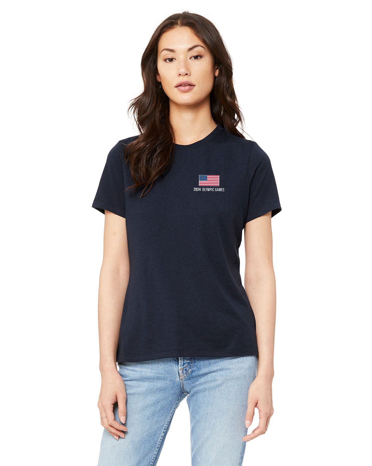 "We Fly as One" Parent Tee Shirt: Women's Relaxed Triblend T-Shirt- Navy/ White/Red