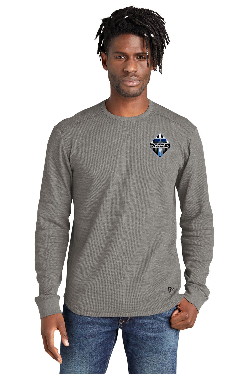 Unisex New Era Heritage Blend Long Sleeve Crew Tee- Black, Grey