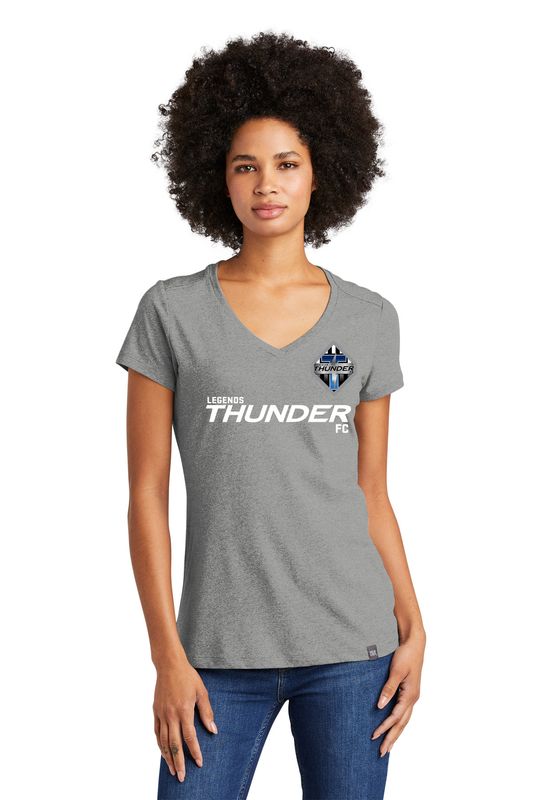 Ladies Heritage Blend V-Neck Tee- Grey, Black