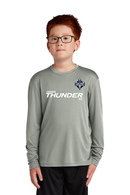 Youth Long Sleeve Performance Tee- Black, Grey Concrete