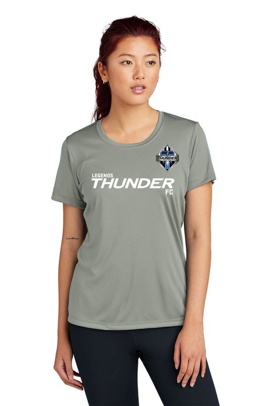 Ladies Performance Tee-Black, Grey Concrete