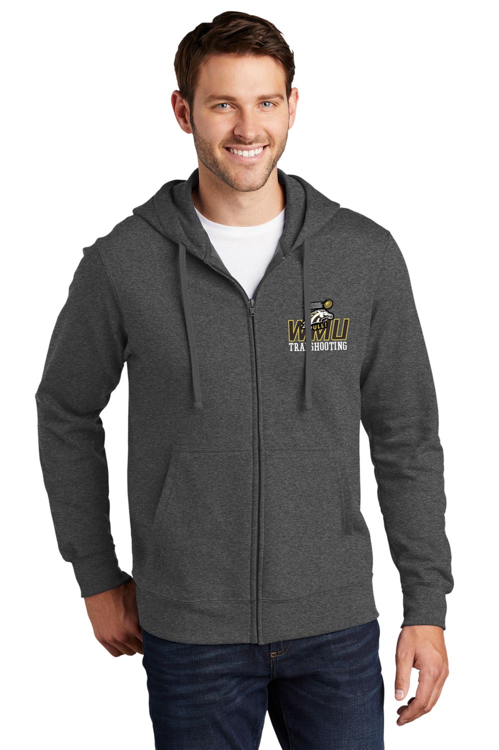 TEAM ITEM Unisex Fleece Full-Zip Hooded Sweatshirt- Dark Grey Heather