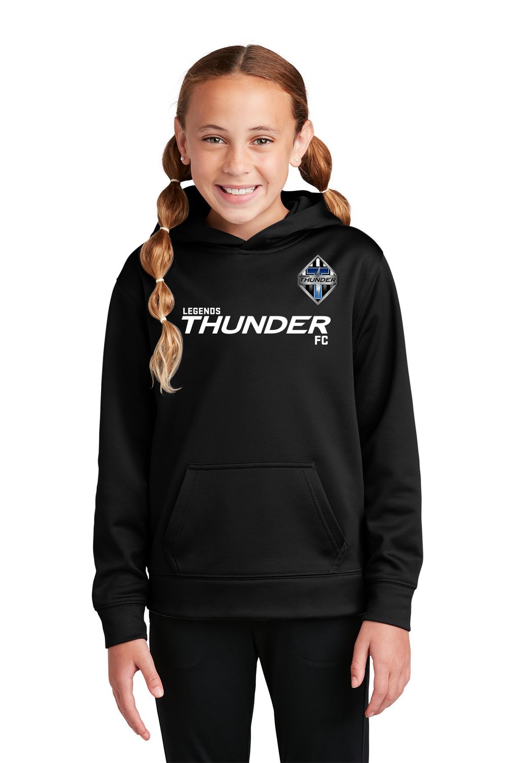 Youth Performance Hooded Sweatshirt- Black, Dark Grey