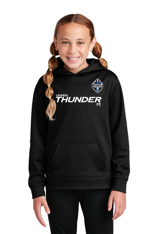 Youth Performance Hooded Sweatshirt- Black, Dark Grey