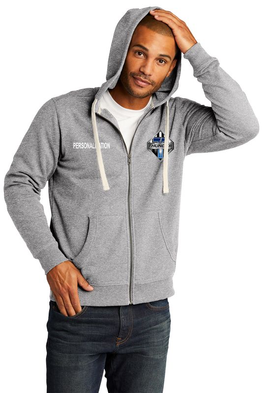 Unisex District Re-Fleece Full-Zip Hoodie-  Black, Grey