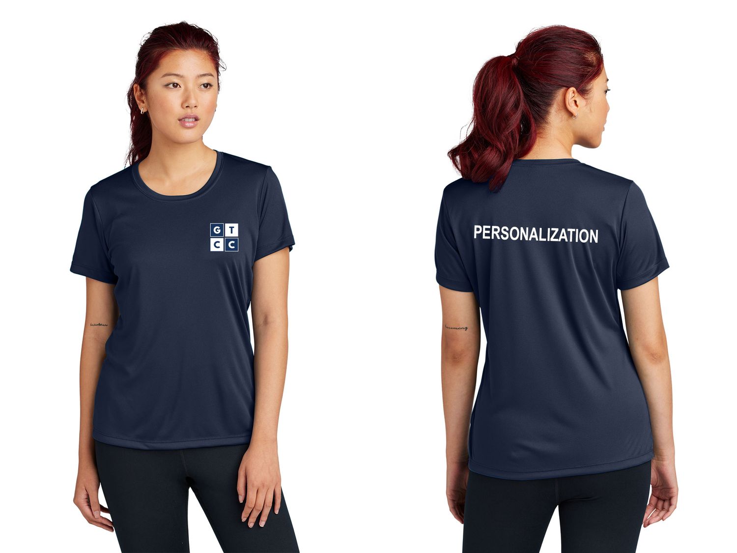 Ladies Short Sleeve Performance Tee-Navy, Silver, Carolina Blue, White