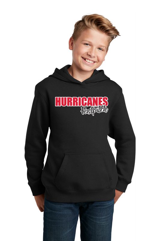 Youth SportTek Cotton Blend Hooded Sweatshirt - Black/ Vintage Grey