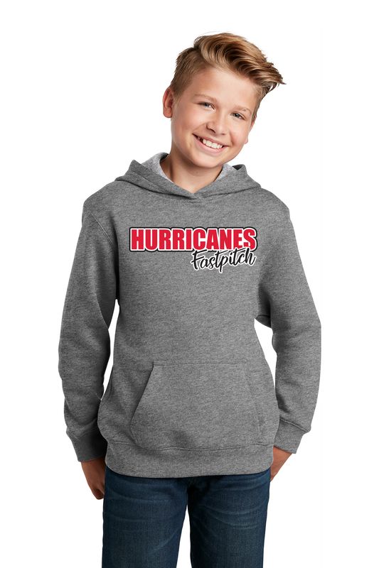 Youth SportTek Cotton Blend Hooded Sweatshirt - Black/ Vintage Grey
