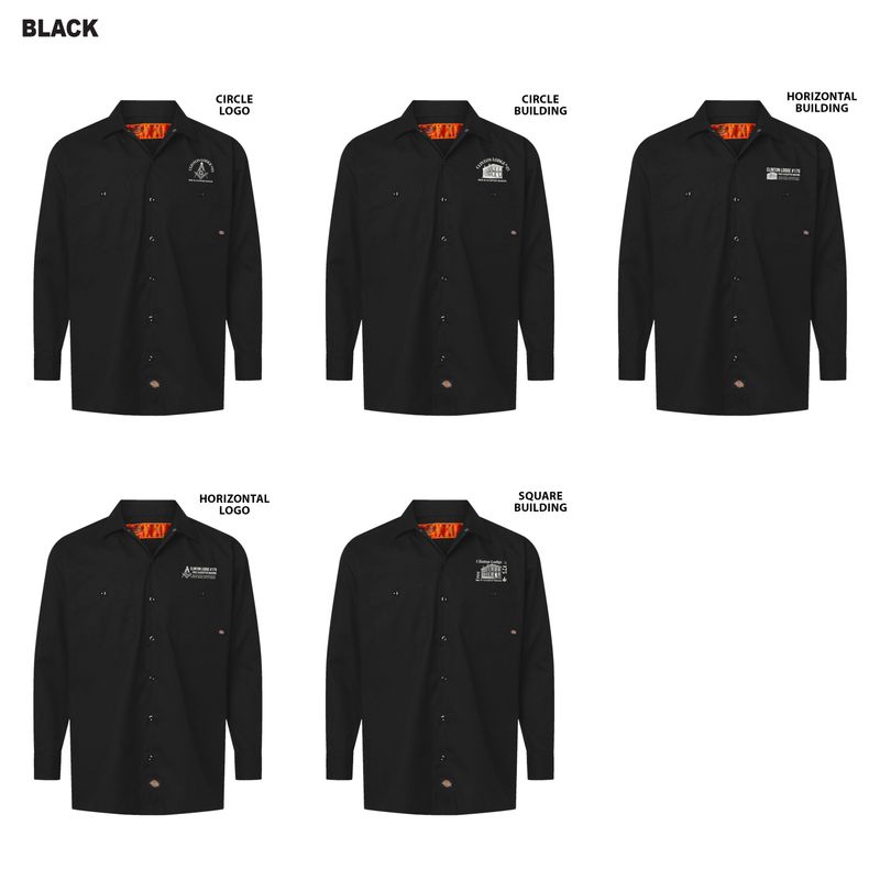 Dickies Industrial Long Sleeve Work Shirt (Tall sizes available)- Black, Dark Charcoal, Dark Navy, Desert Sand, Graphite Gray, Light Blue