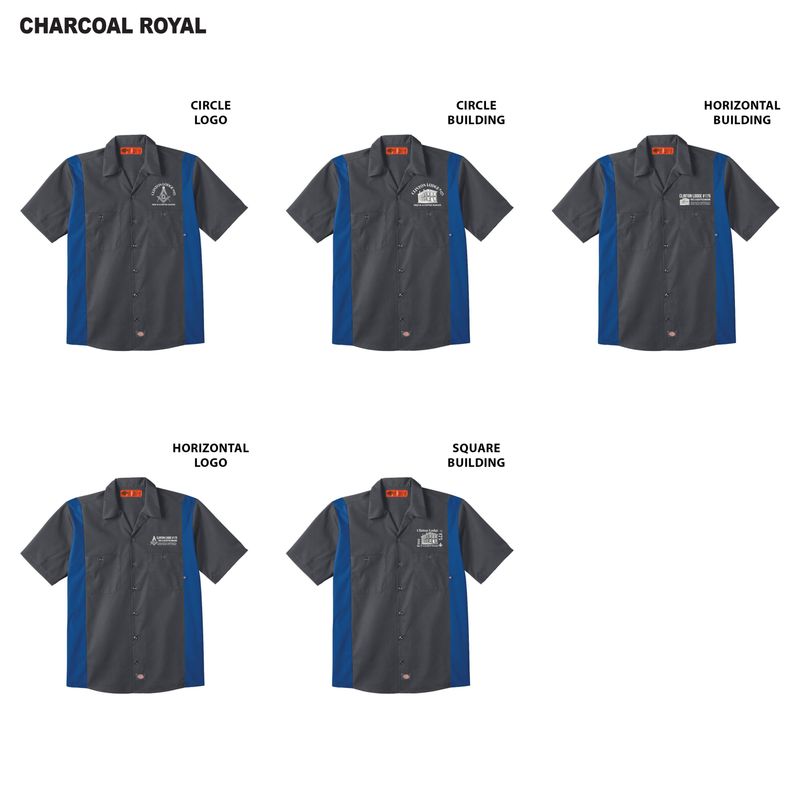 Dickies Industrial Colorblock Short Sleeve Shirt (Tall sizes available)- Black/Dark Charcoal, Dark Charcoal/Royal, Dark Navy/Smoke