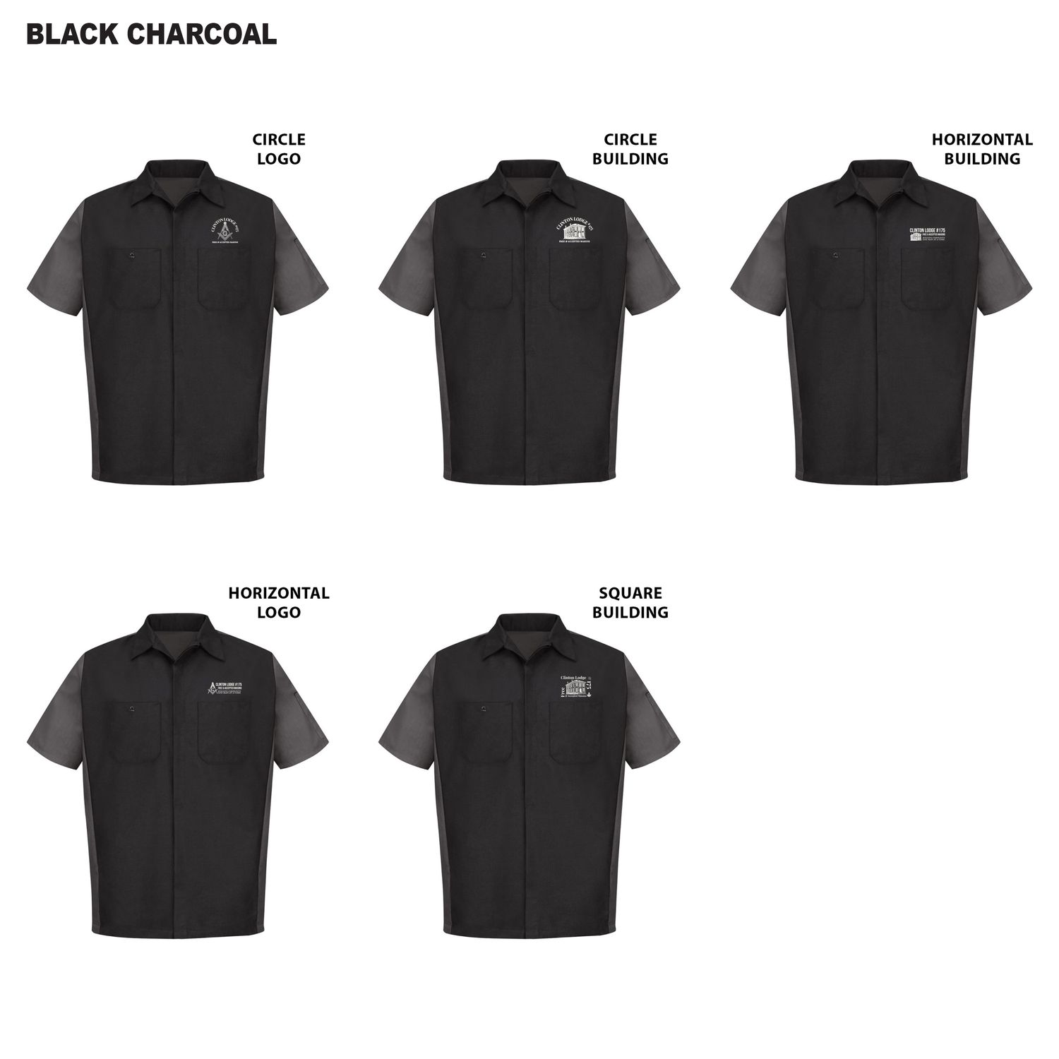 Red Kap Short Sleeve Ripstop Crew Shirt (Tall sizes available)- Black/Charcoal, Charcoal/Light Gray, Charcoal/ Royal