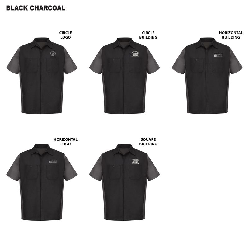 Red Kap Short Sleeve Ripstop Crew Shirt (Tall sizes available)- Black/Charcoal, Charcoal/Light Gray, Charcoal/ Royal