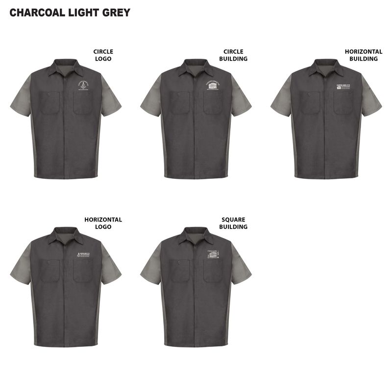 Red Kap Short Sleeve Ripstop Crew Shirt (Tall sizes available)- Black/Charcoal, Charcoal/Light Gray, Charcoal/ Royal