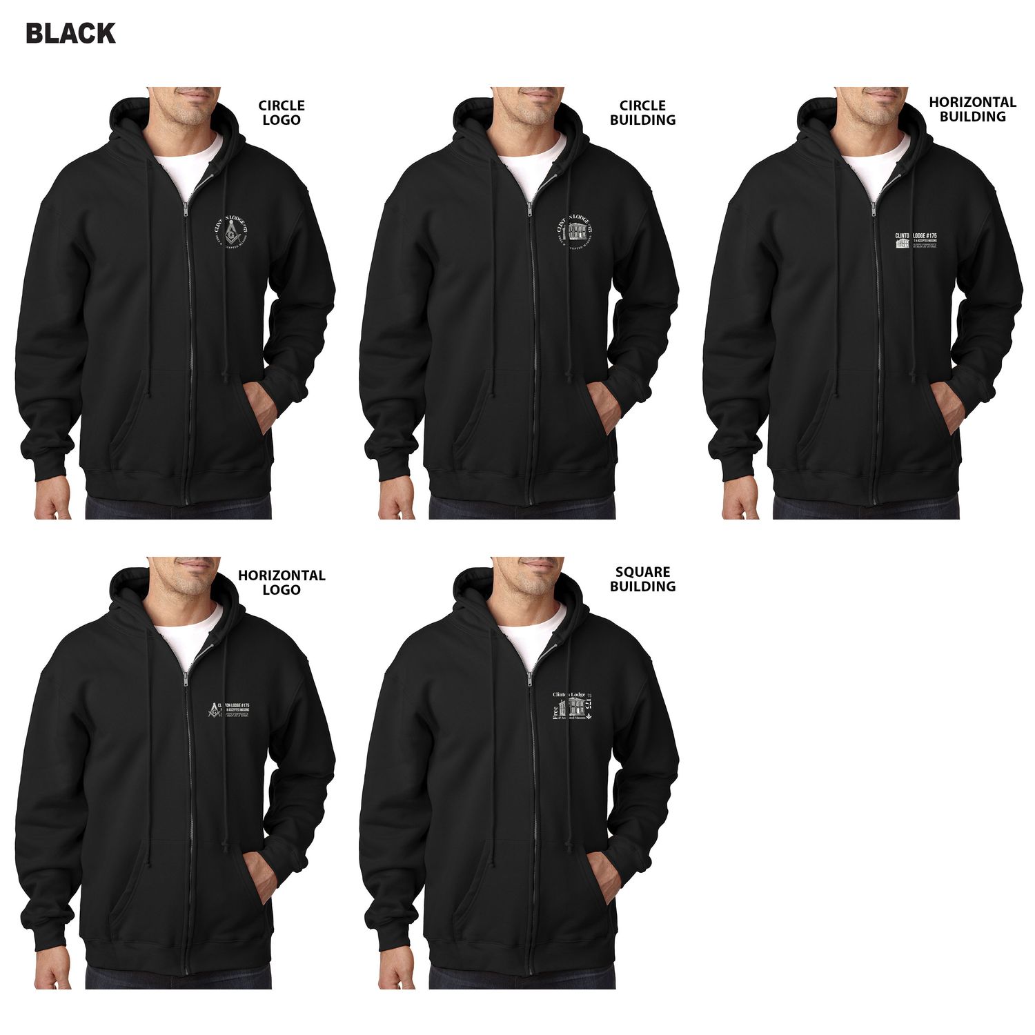 Bayside- USA Made Full Zip Hooded Sweatshirt- Black, Charcoal, Charcoal Heather, Dark Ash, Navy