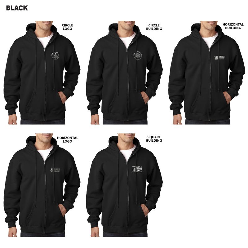 Bayside- USA Made Full Zip Hooded Sweatshirt- Black, Charcoal, Charcoal Heather, Dark Ash, Navy