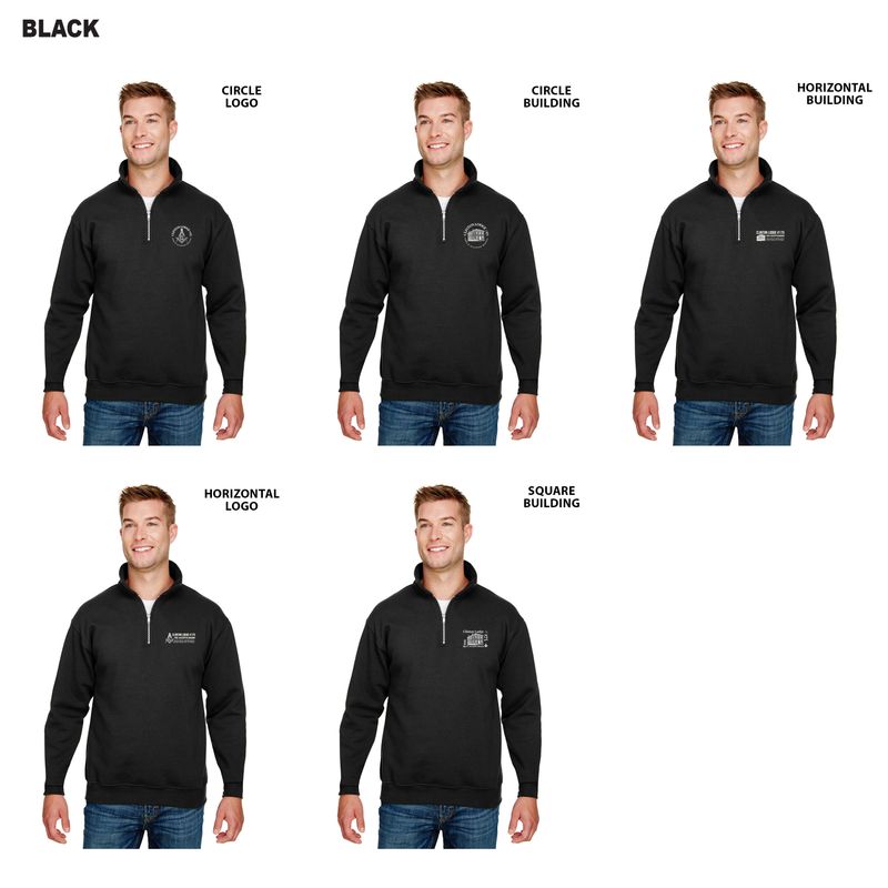 Bayside- USA Made Quarter Zip Pullover Sweatshirt- Black, Charcoal, Charcoal Heather, Dark Ash, Navy