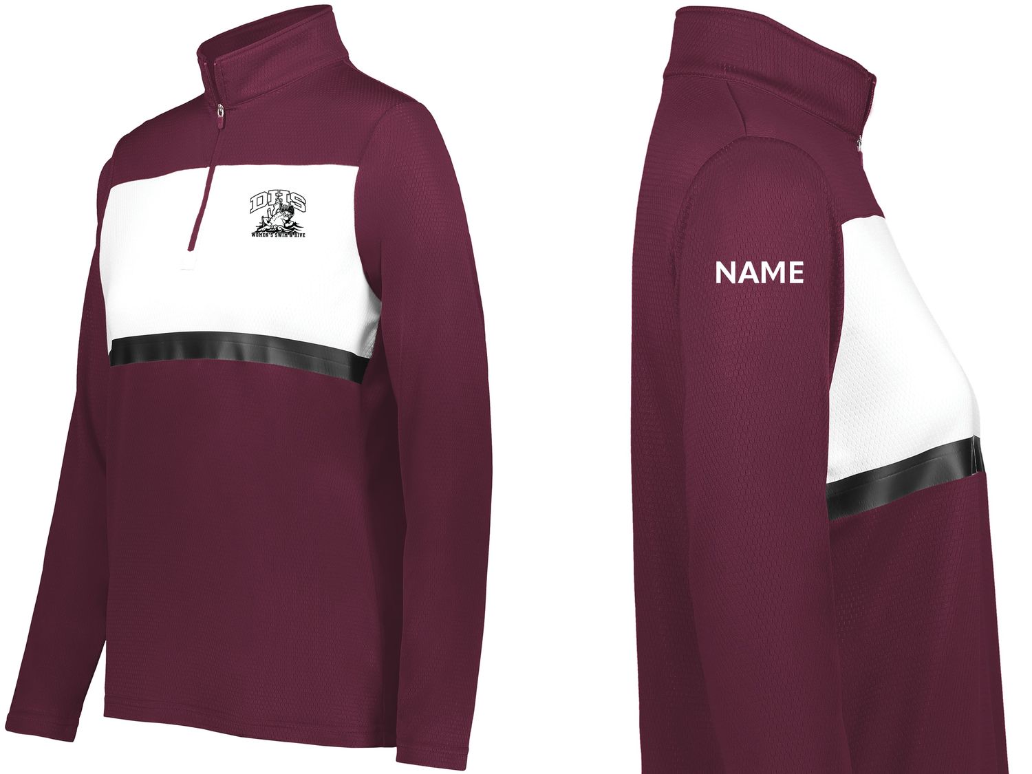[TEAM GEAR] Ladies Prism 1/4 Zip Warm-Up- Maroon/White