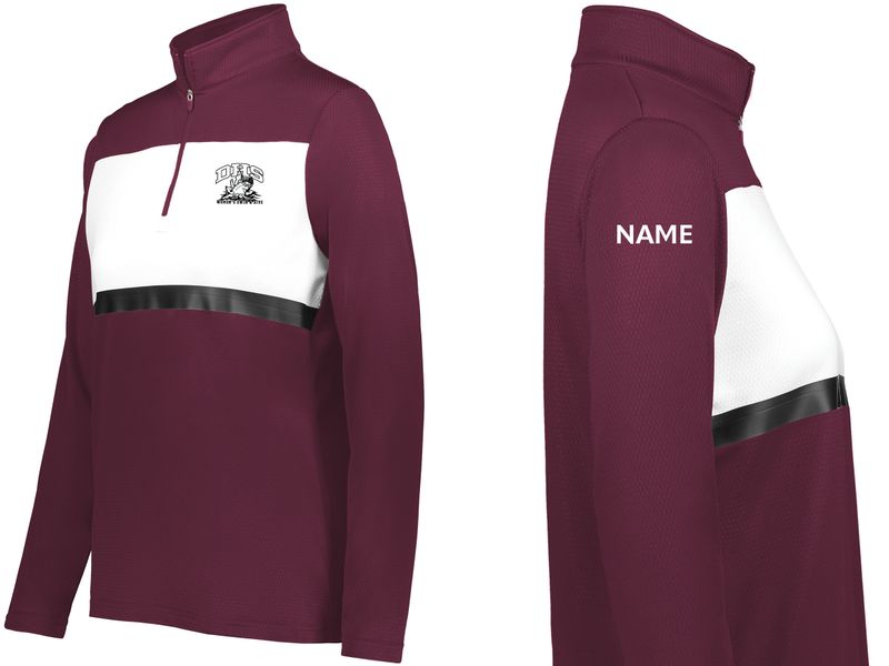 [TEAM GEAR] Ladies Prism 1/4 Zip Warm-Up- Maroon/White