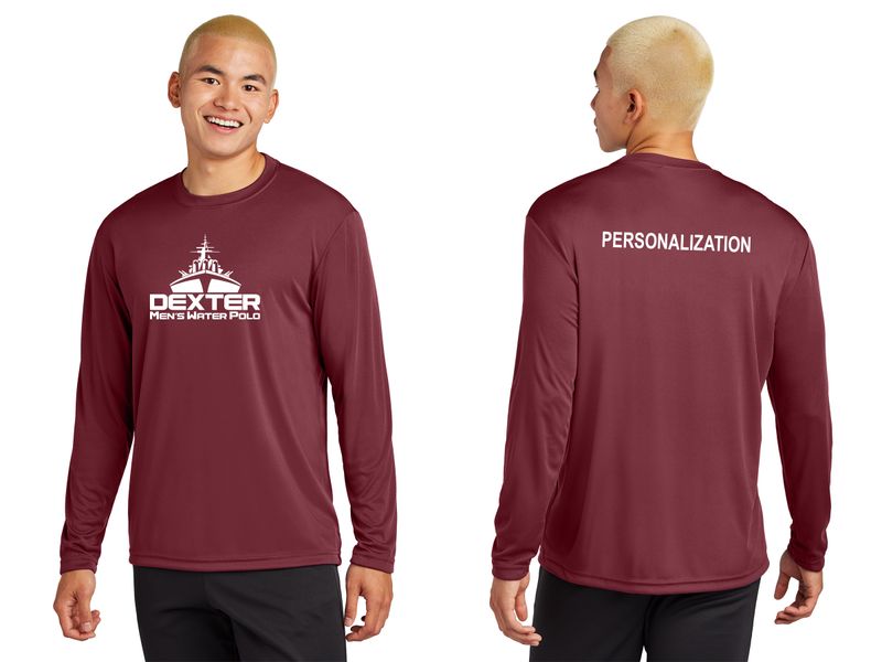 Unisex Performance Long Sleeve Tee - Black, Maroon