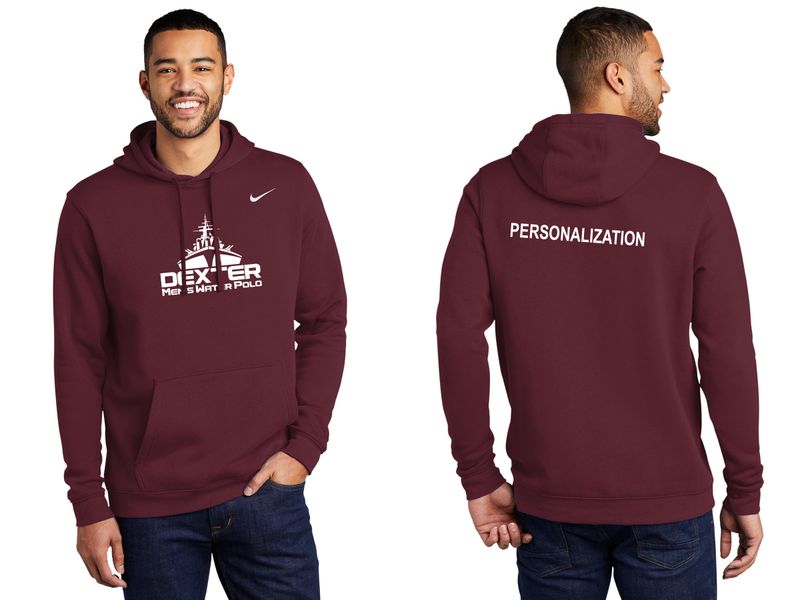 Adult Nike Club Fleece Pullover Hoodie- Black, Maroon