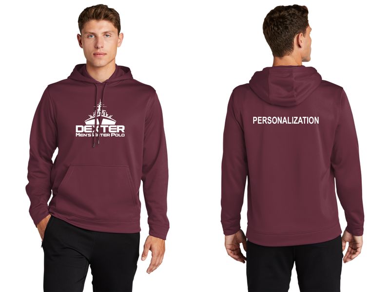 Unisex Performance Fleece Hooded Pullover - Black, Maroon