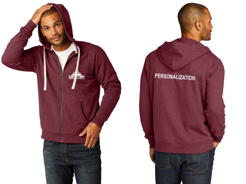 Unisex Full-zip Hooded Sweatshirt- Black, Maroon