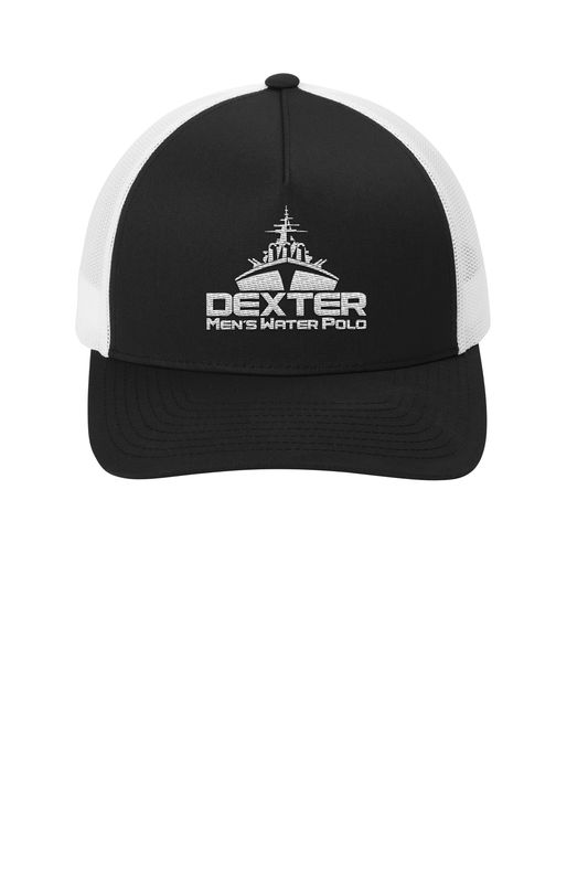 Sport-Tek Yupoong Retro Trucker 5-Panel Cap- Black/White (OSFA)