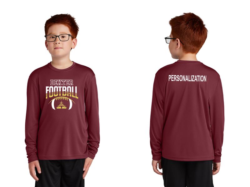 Youth Long Sleeve Performance Tee- Maroon, Black