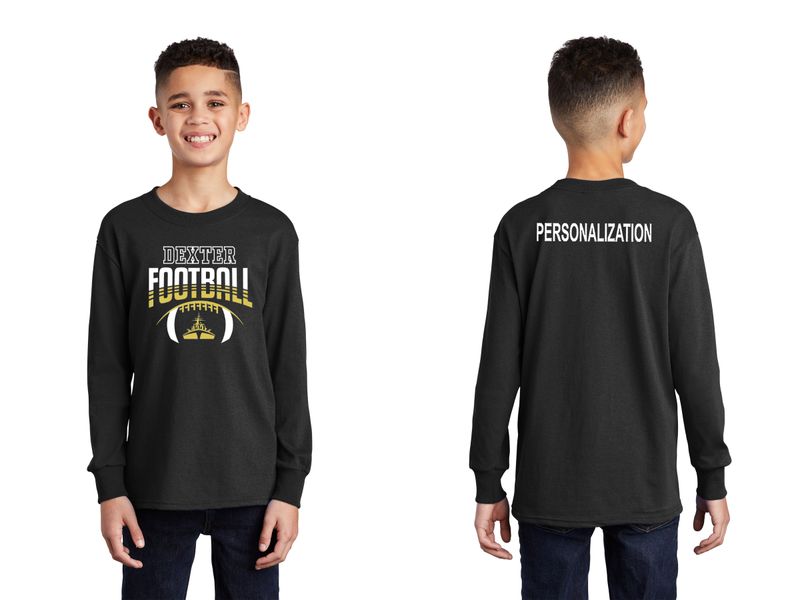 Youth Long Sleeve Cotton T-Shirt- Black, Maroon