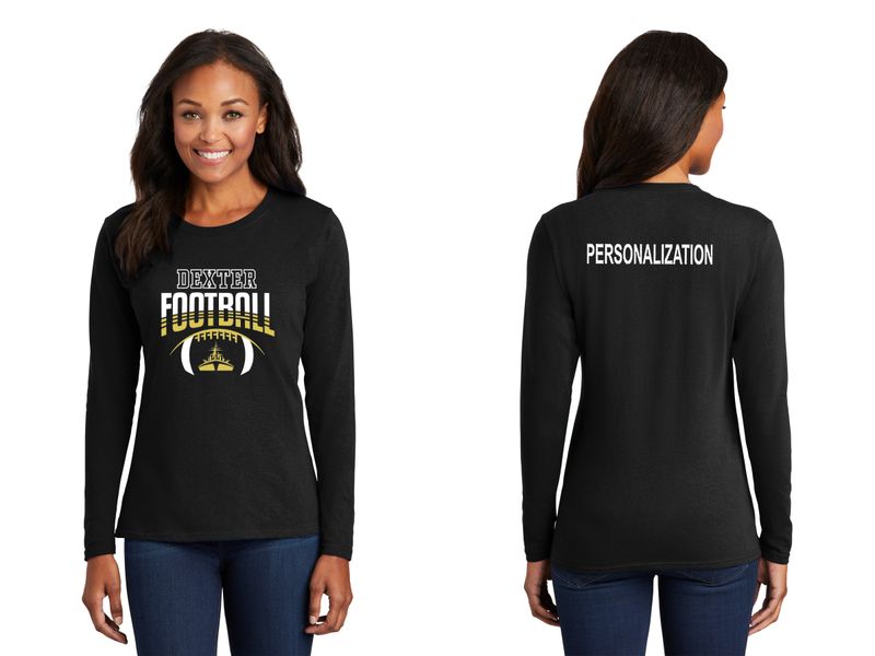 Ladies Long Sleeve Cotton Tee-Black, Maroon