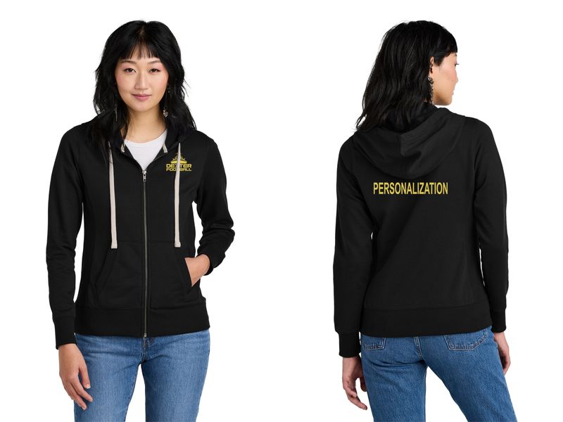 Women&#39;s Full Zip Fleece Hoodie-Black, Maroon Heather