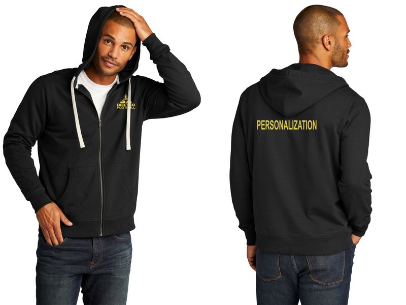 Full Zip Fleece Hoodie-Black, Maroon Heather