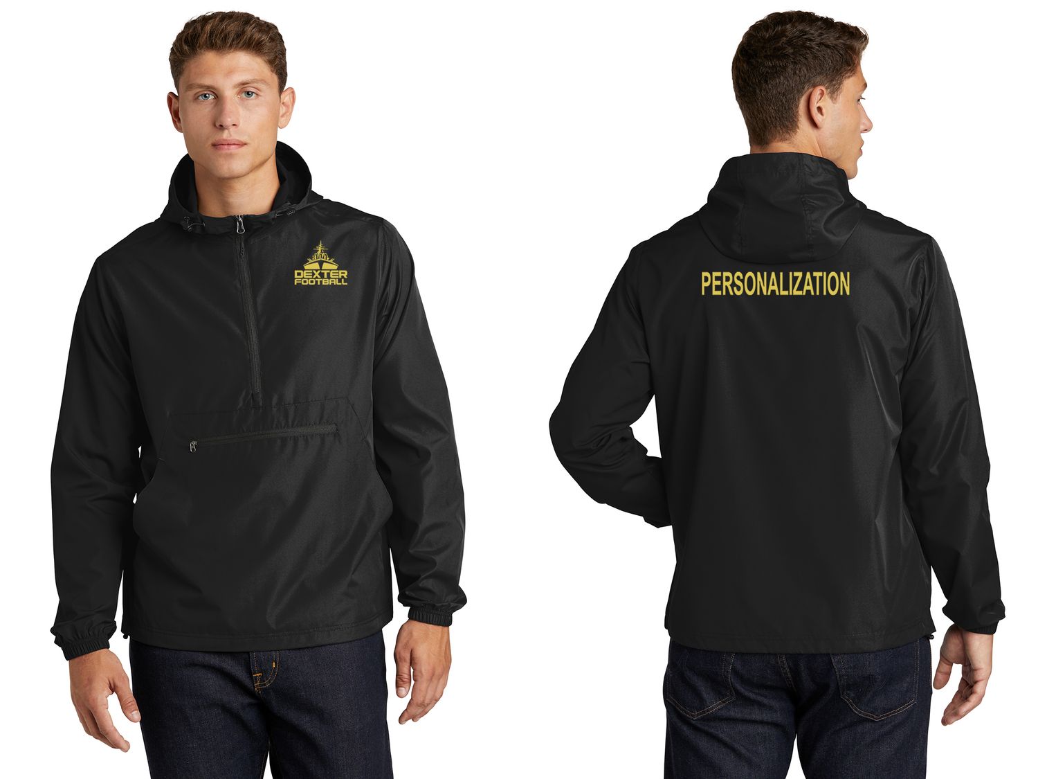 Packable Anorak Jacket - Black, Maroon