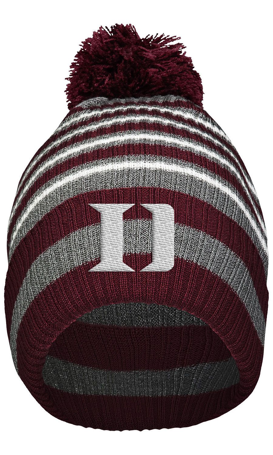 Spirit Pom Beanie- Grey/Maroon/White