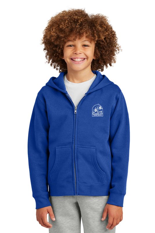 District Youth Fleece Full Zip Hood- Royal