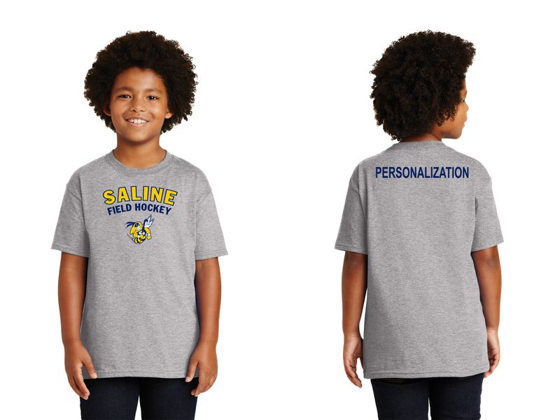 Youth Basic Cotton Short Sleeve Tee - Navy/Heather Grey
