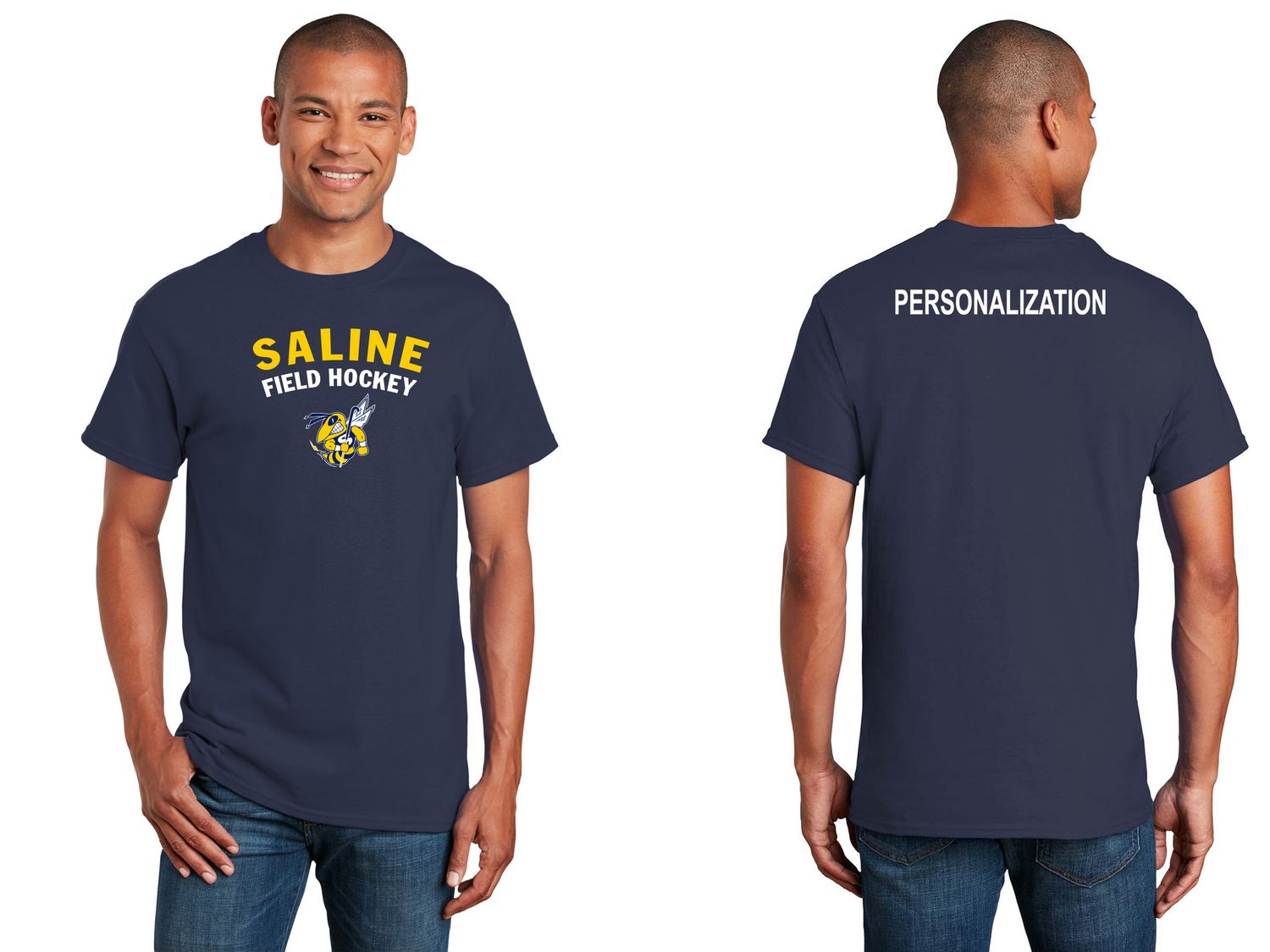 Unisex Basic Cotton Tee - Navy/Heather Grey/Heather Navy
