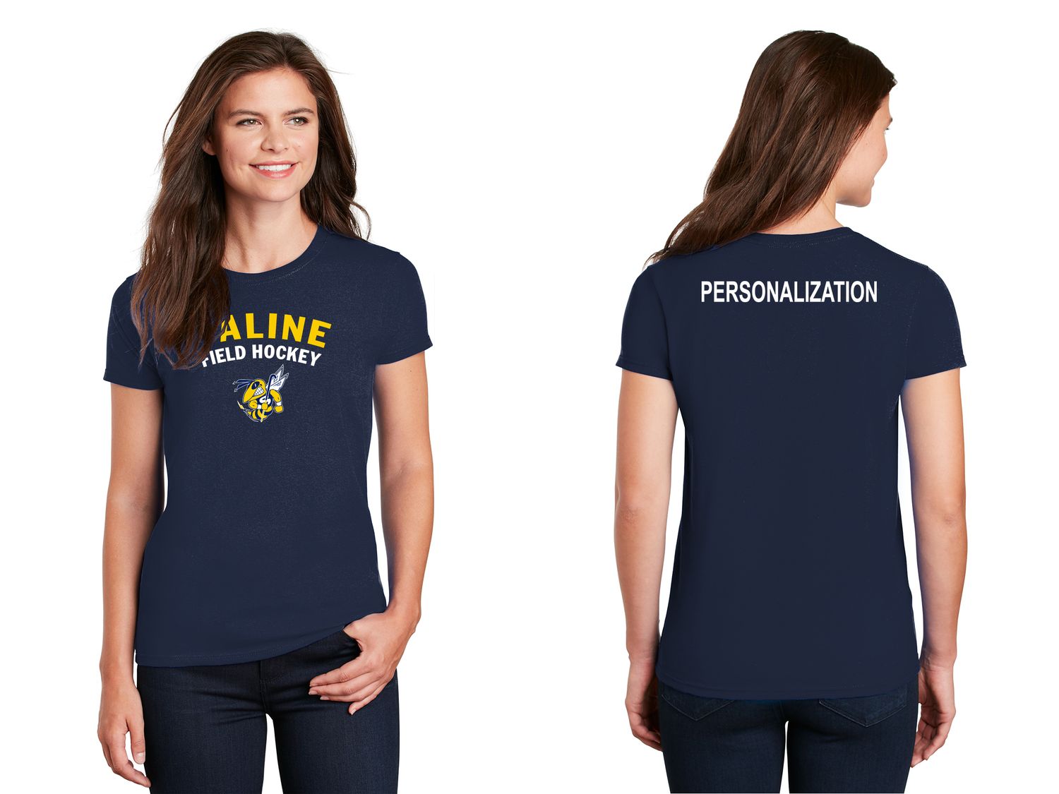 Ladies Basic Cotton Tee-Navy or Heather Grey