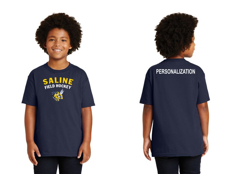 Youth Basic Cotton Short Sleeve Tee - Navy/Heather Grey