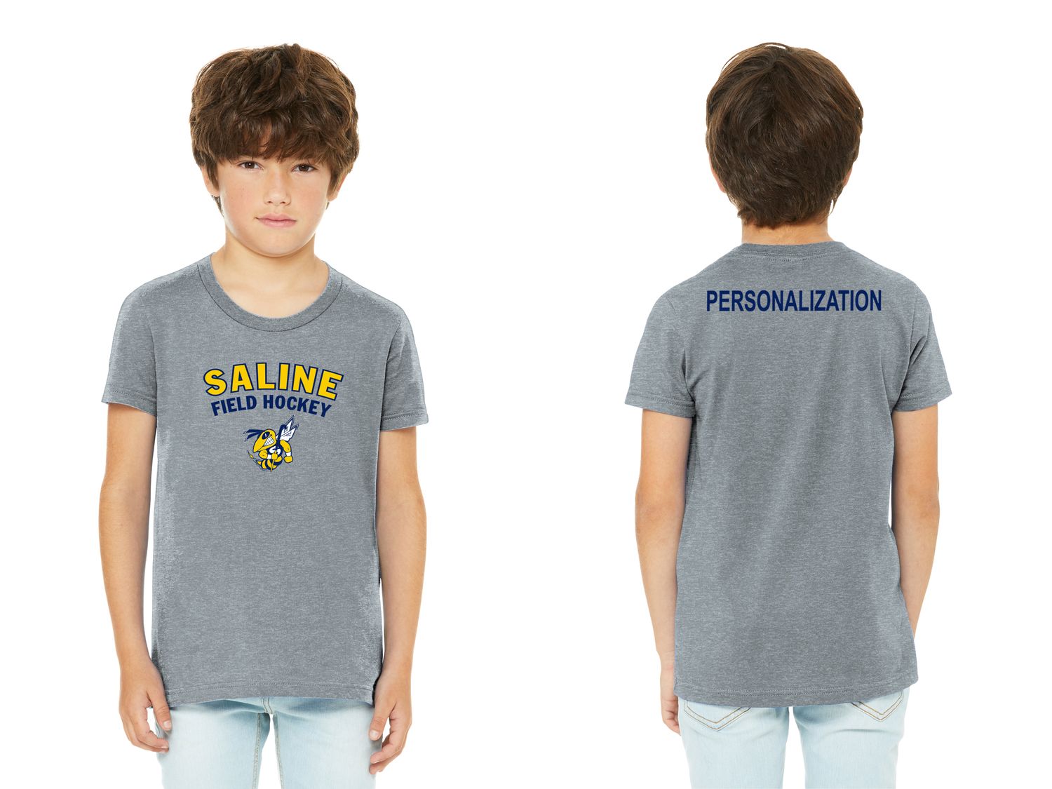 Youth CVC Heathered Short Sleeve Tee - Grey or Navy