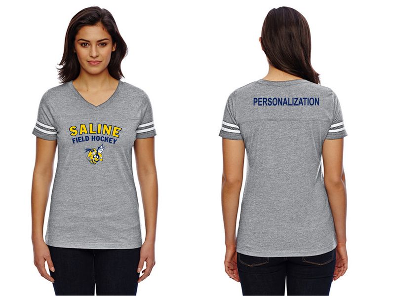 Ladies Football Tee-Navy or Heather Grey