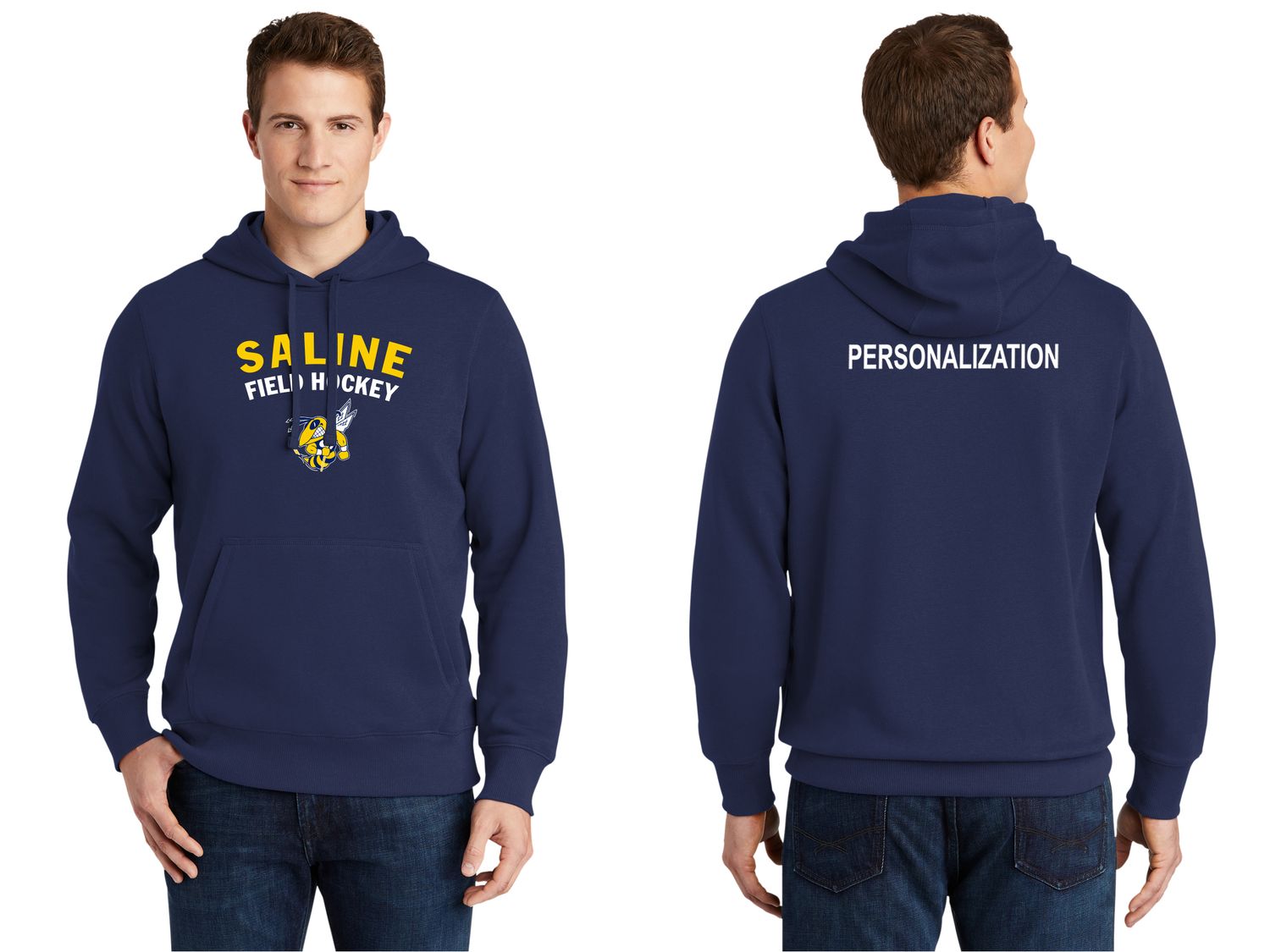 Unisex Pullover Hooded Sweatshirt -Navy/Heather Grey