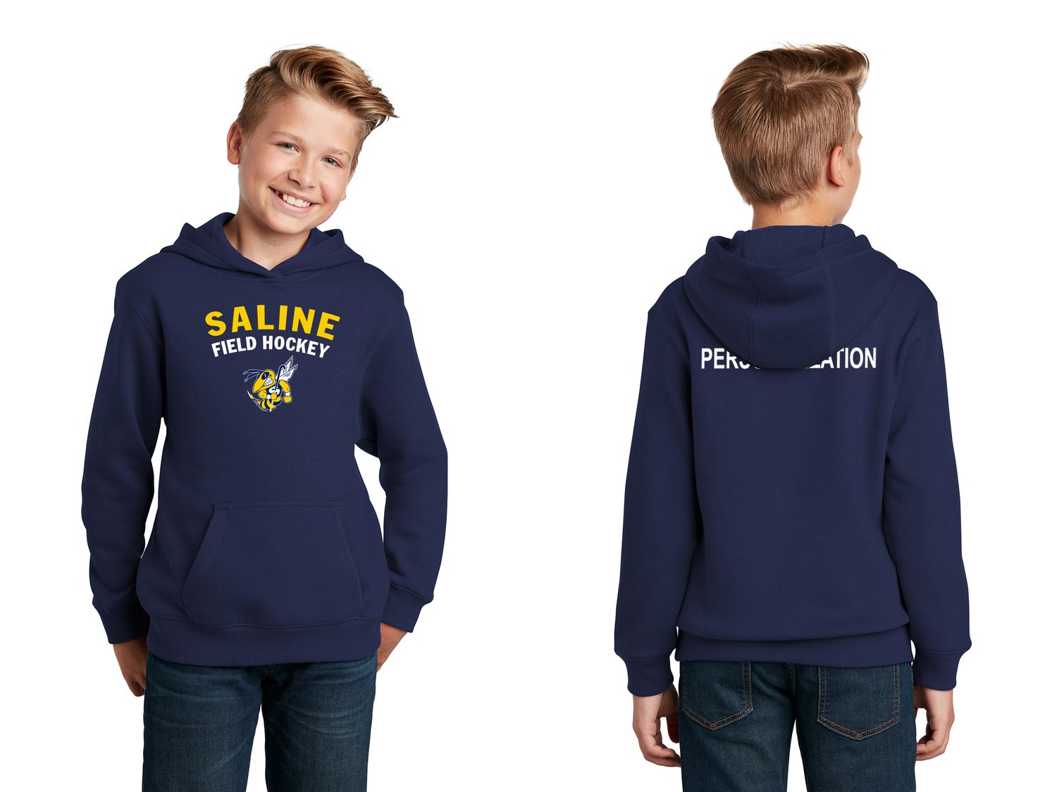 Youth Pullover Hooded Sweatshirt -Navy