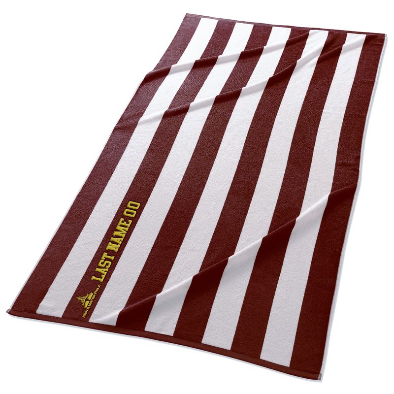 OPTIONAL TEAM GEAR: Cabana Stripe Beach Towel - Maroon/White