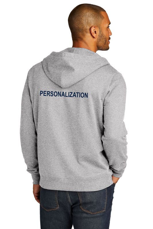 Unisex Full Zip Fleece Hoodie -Navy/Heather Grey